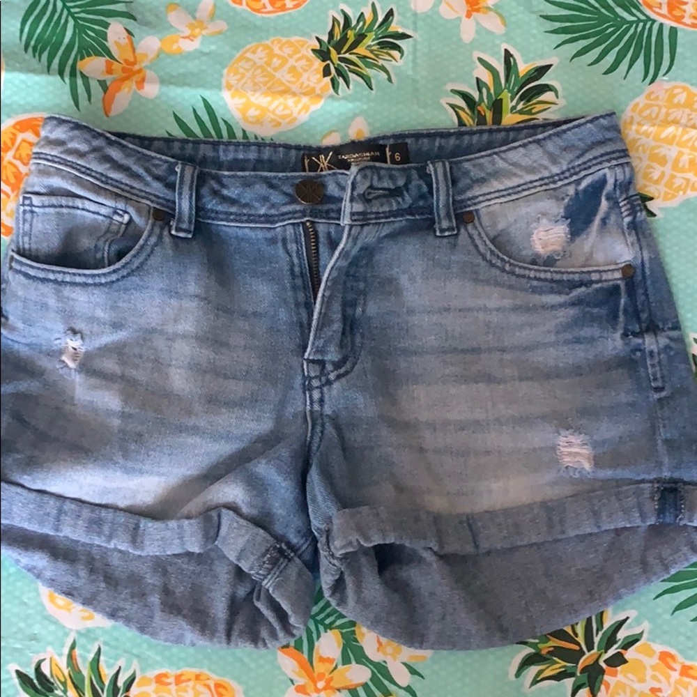 light blue jean shorts